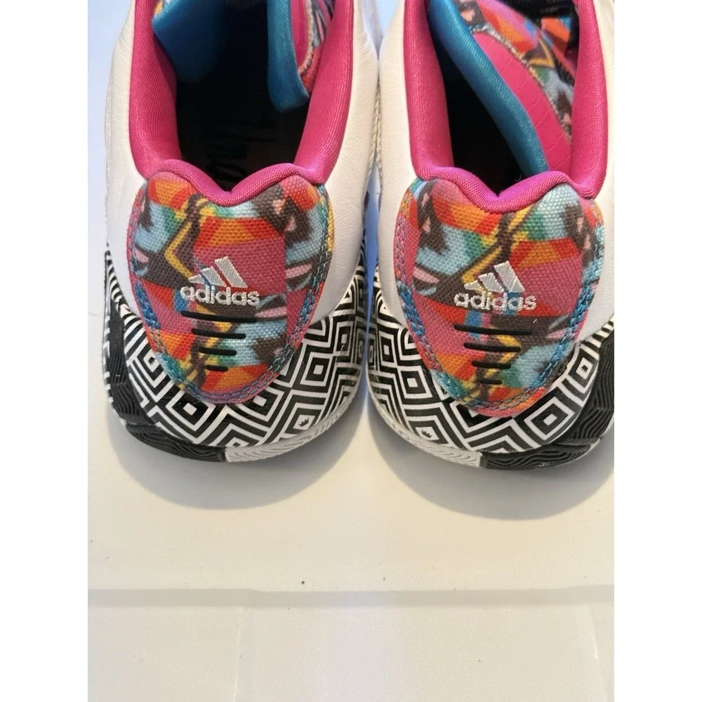 Adidas Streetball Sneakers Mens 11 White Multi Color Geometric Retro Low Top